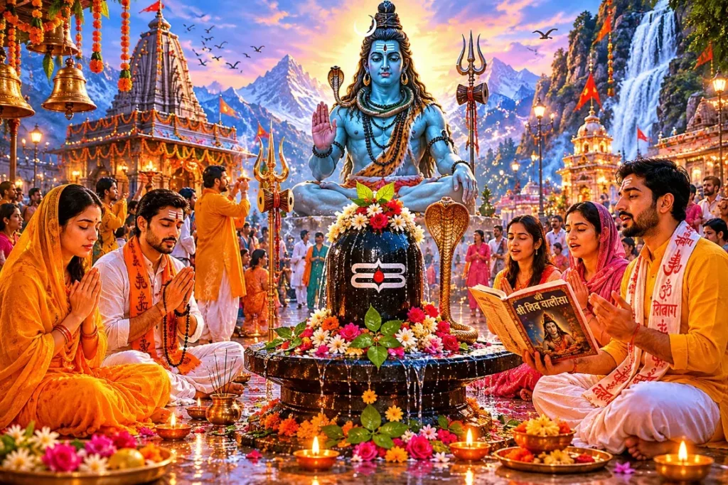 Shiv Chalisa : श्री शिव चालीसा, श्रावण मास में पाठ का महत्व और संपूर्ण अर्थ 1 Shiv Chalisa | शिव चालीसा पाठ करते हुवे भक्त